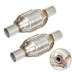 Set of 2 Universal Catalytic Converters with O2 Sensor Port 2.25 Inches