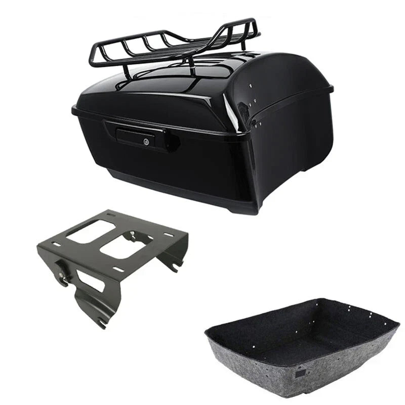 Black King Trunk Luggage Rack Solo Mount for Harley Touring (2014-2025)