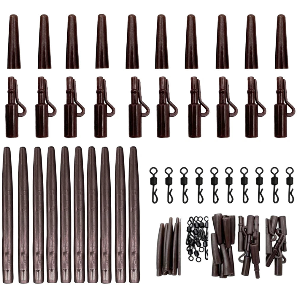 40PCS Carp Fishing Equipment Set with Rubber Hose and Q Swivels