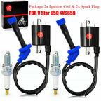 2 Ignition Coil Spark Plug for Yamaha V Star 650 XVS650 (1998–2016)