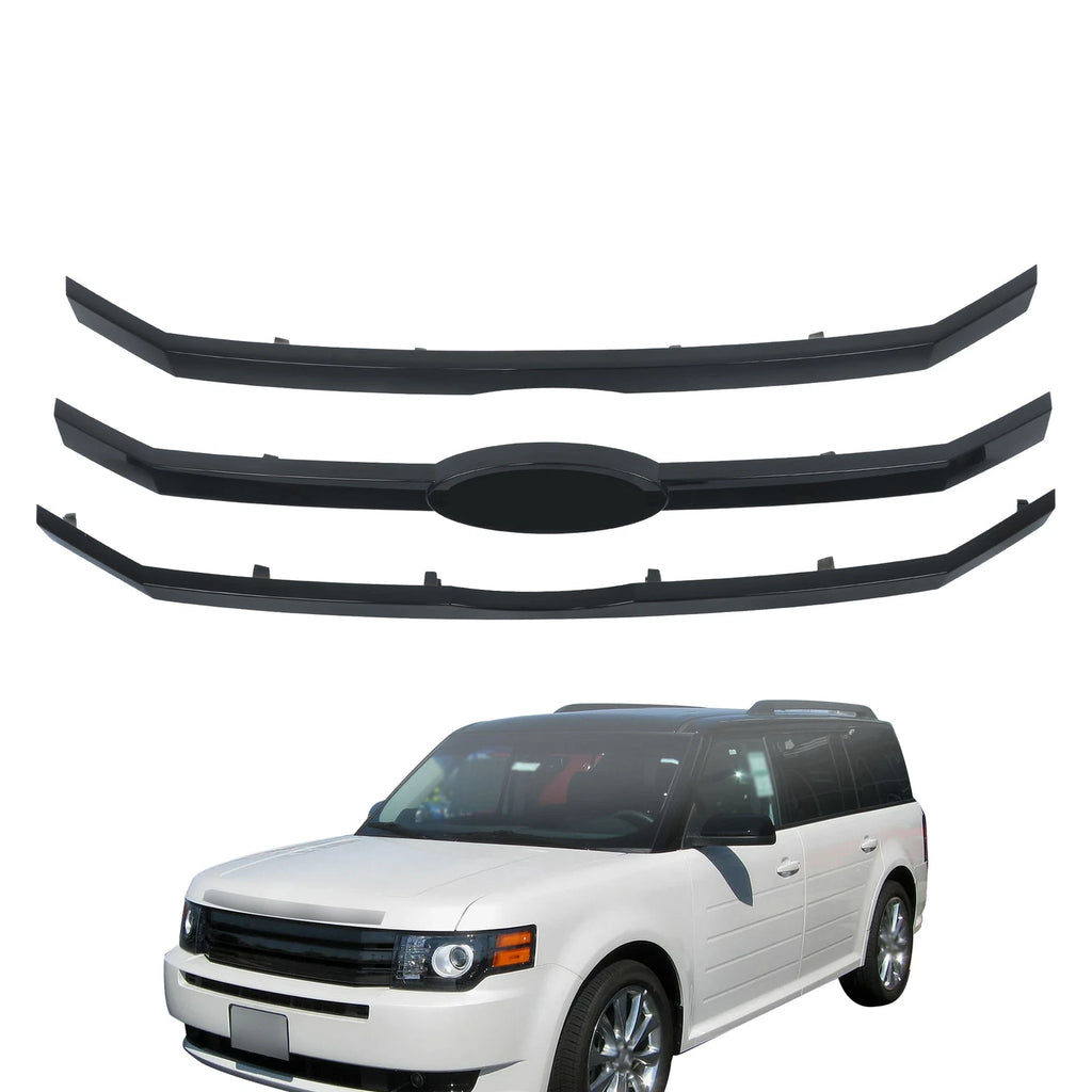Set of 3 Black Front Upper Grille Bar Inserts for Ford Flex (2009–2012)