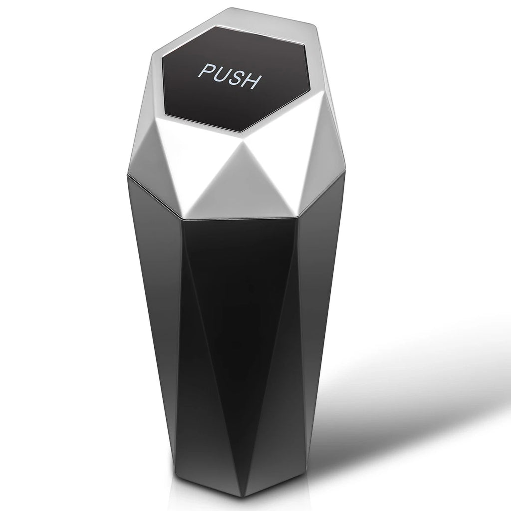 Portable Dustbin Trash Can for Vehicle (Silver)