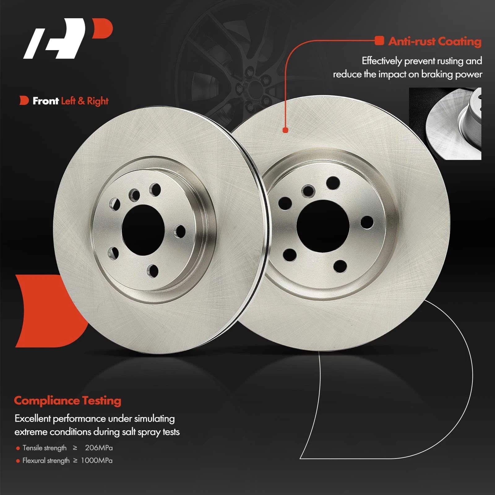 Set of 2 Front Disc Brake Rotors for BMW X1 (2016–2022)