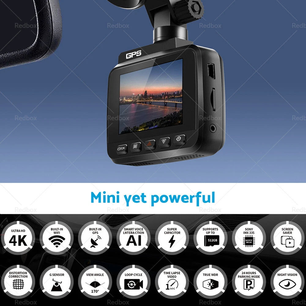 4K Dash Cam for Universal Cars (UHD 2160P, WiFi, GPS, 170°)