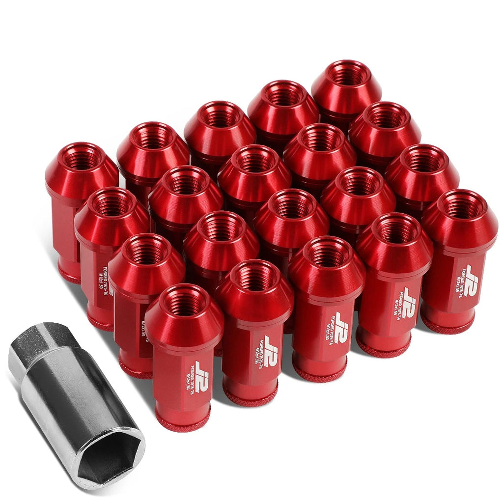 Set of 20 J2 7075 Forged Aluminum M12x1.5 Open-End Lug Nuts for Universal