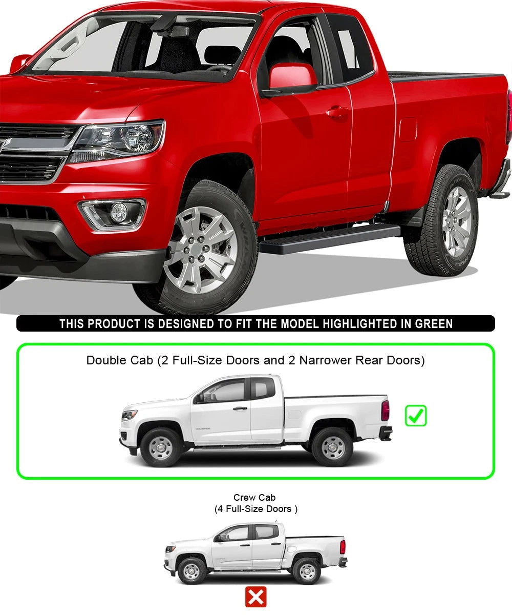 5in Black Steel Side Bars for Chevy Colorado GMC Canyon (2015–2022)