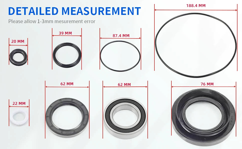 Rear Brake Drum Bearing Seals Kit for Honda Fourtrax 300 TRX300 (1988–2000)