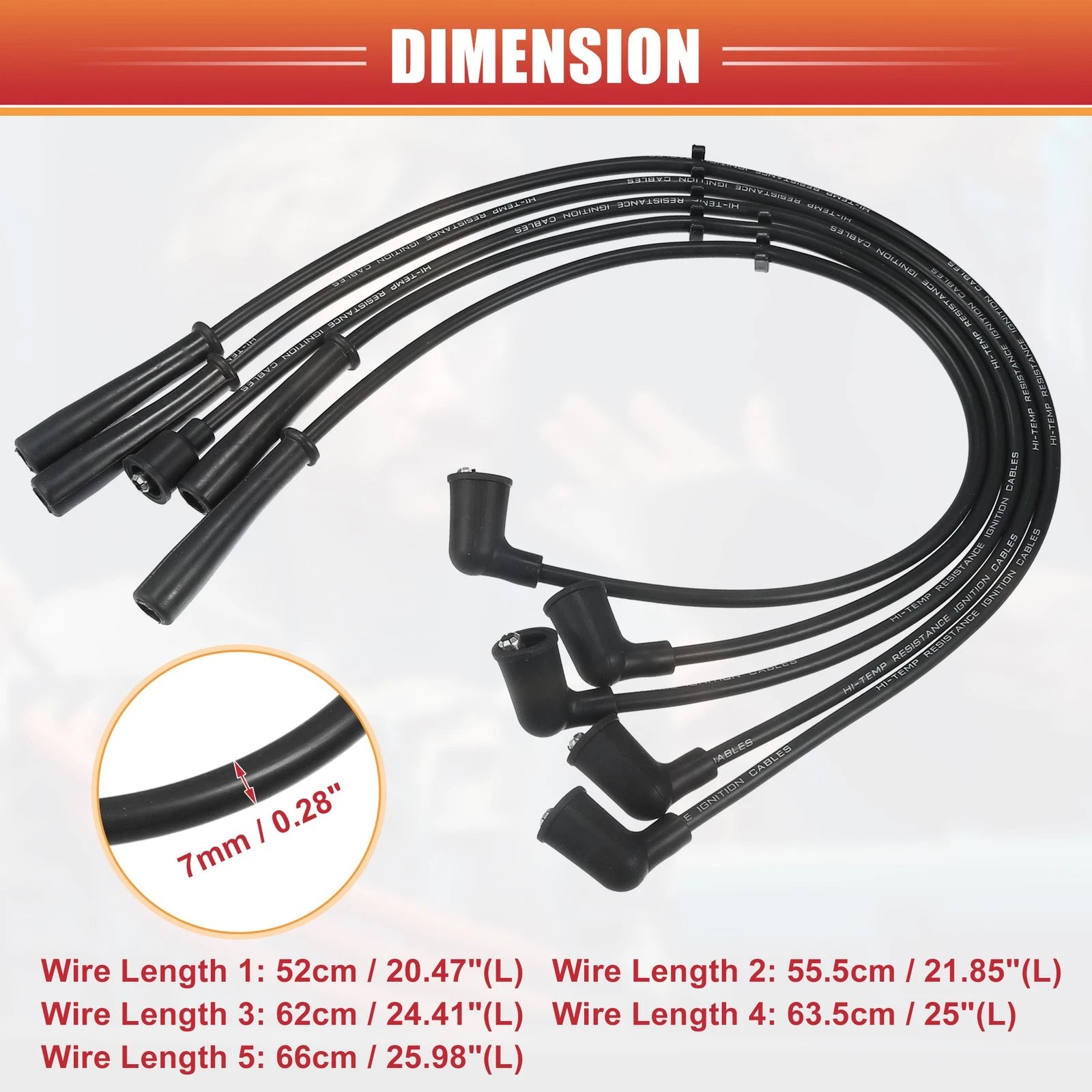 5pcs Spark Plug Wire Ignition Coil Cable No. 9091921450 for Toyota 4Runner (1984–2023)