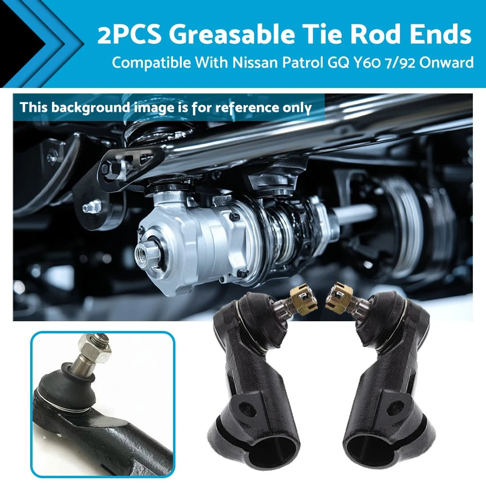 2X Greasable Tie Rod Ends for Nissan Patrol GQ Y60 (1992–Present)