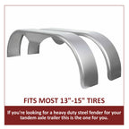 Set of 2 Tandem Trailer Fenders for Double Axle (13"–15") Teardrop Trailers