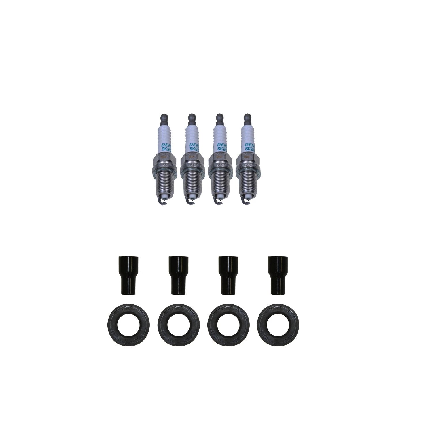 Set of 4 Denso Iridium Spark Plugs & NGK Coil Boots for Vibe tC Camry RAV4