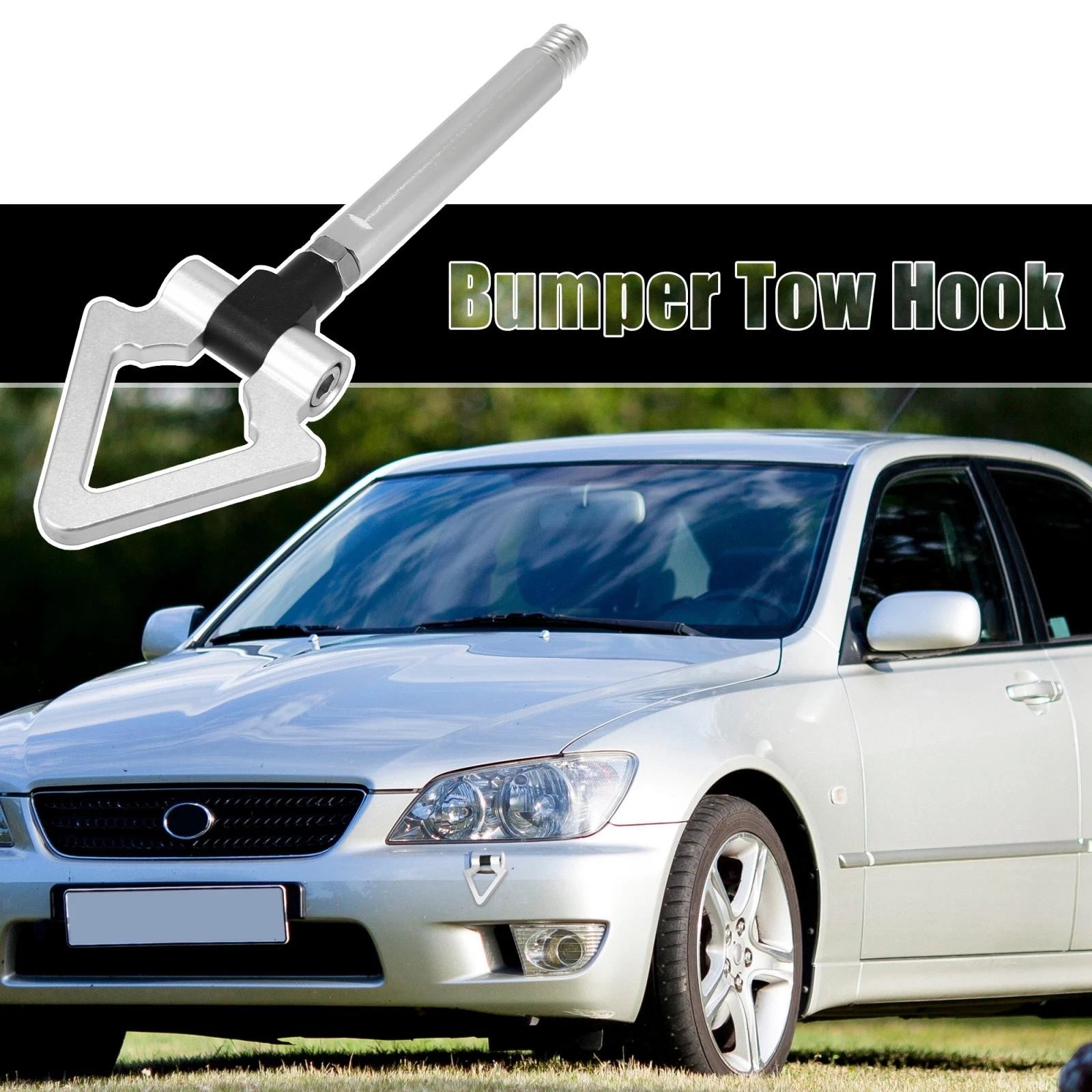 Tow Hook Screw Set of 2 for Lexus IS IS250 (2006–2013) Silver Tone Triangle