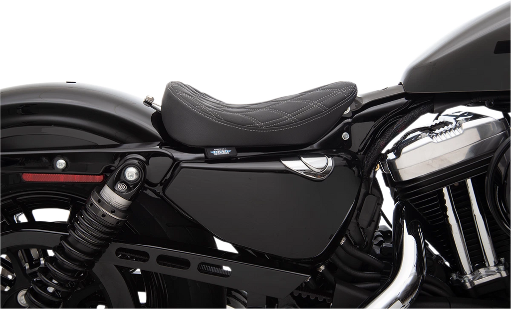 Bobber Solo Seat for Harley Sportster XL (Double Diamond, Silver Stitch)