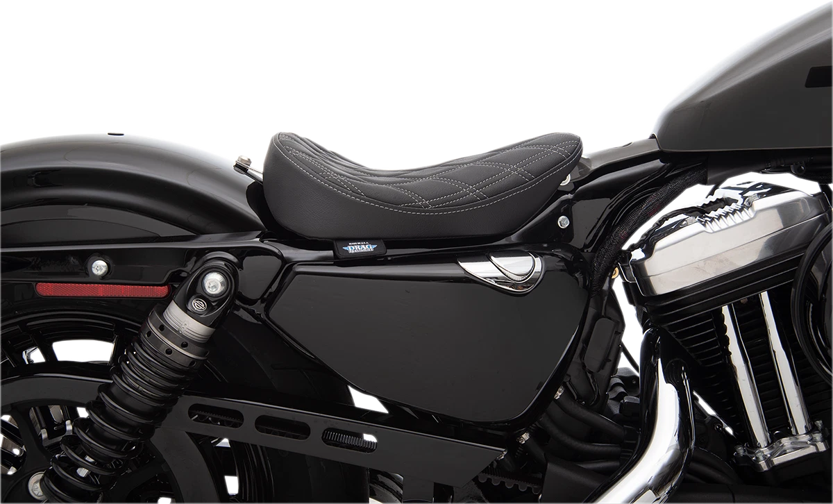 Bobber Solo Seat for Harley Sportster XL (Double Diamond, Silver Stitch)