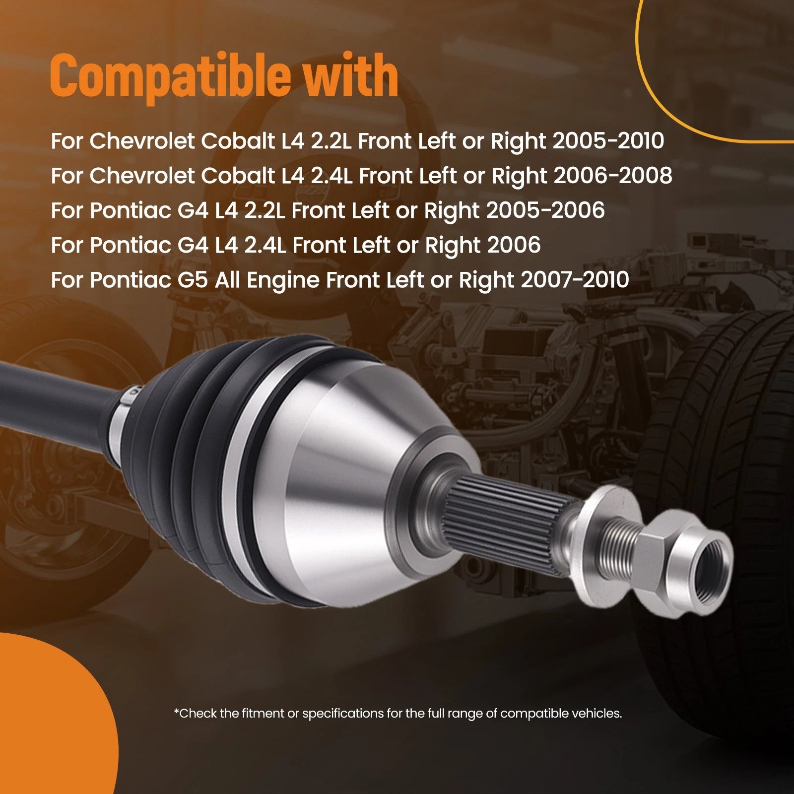 Front CV Axle Shaft Assembly for Chevy Cobalt L4 2.2L (2005–2010)