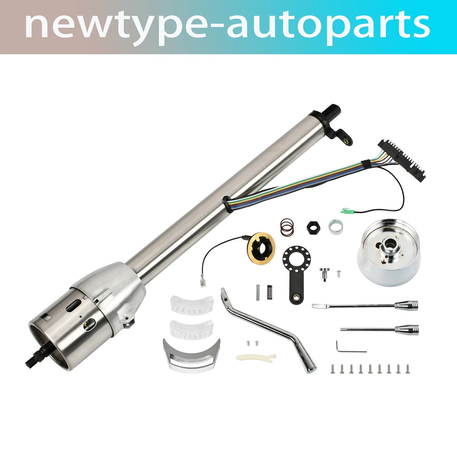 28" Stainless Steel Tilt Steering Column & Adapter for Universal (No Key)