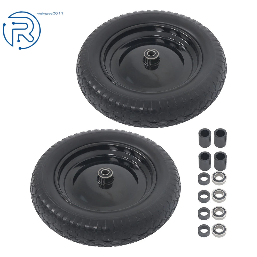 2-Pack Flat Free Tire Wheel for Wheelbarrow (14.5"×4.00-8)