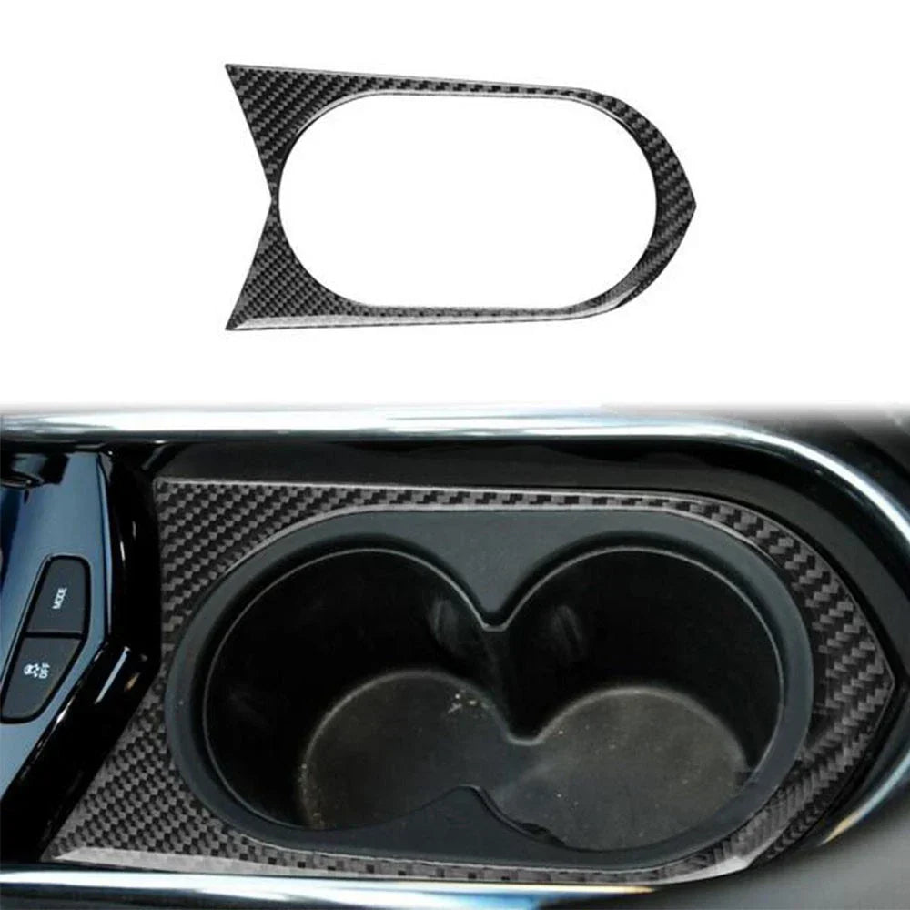 Carbon Fiber Interior Center Console Cup Holder Cover Trim for Cadillac ATS (2013-2019)