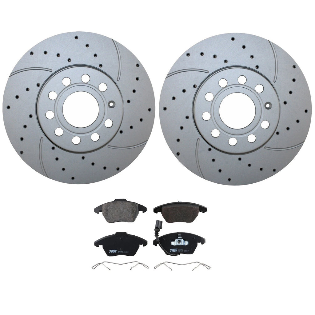 Front Brake Kit 288mm Drill Rotors TRW Low-Met Pads for Audi A3 (2006–2013)