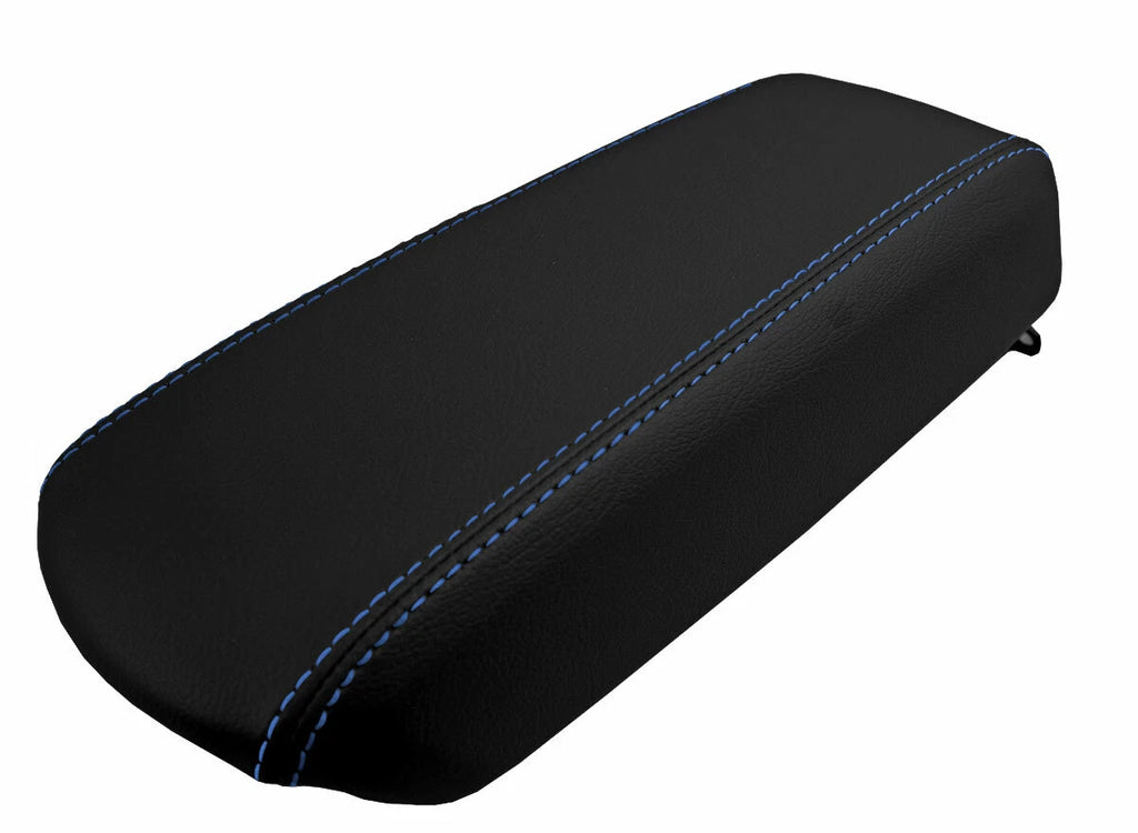 Console Lid Pull Over Cover Leather for Ford Focus (2008–2011) Black Blue Stitch