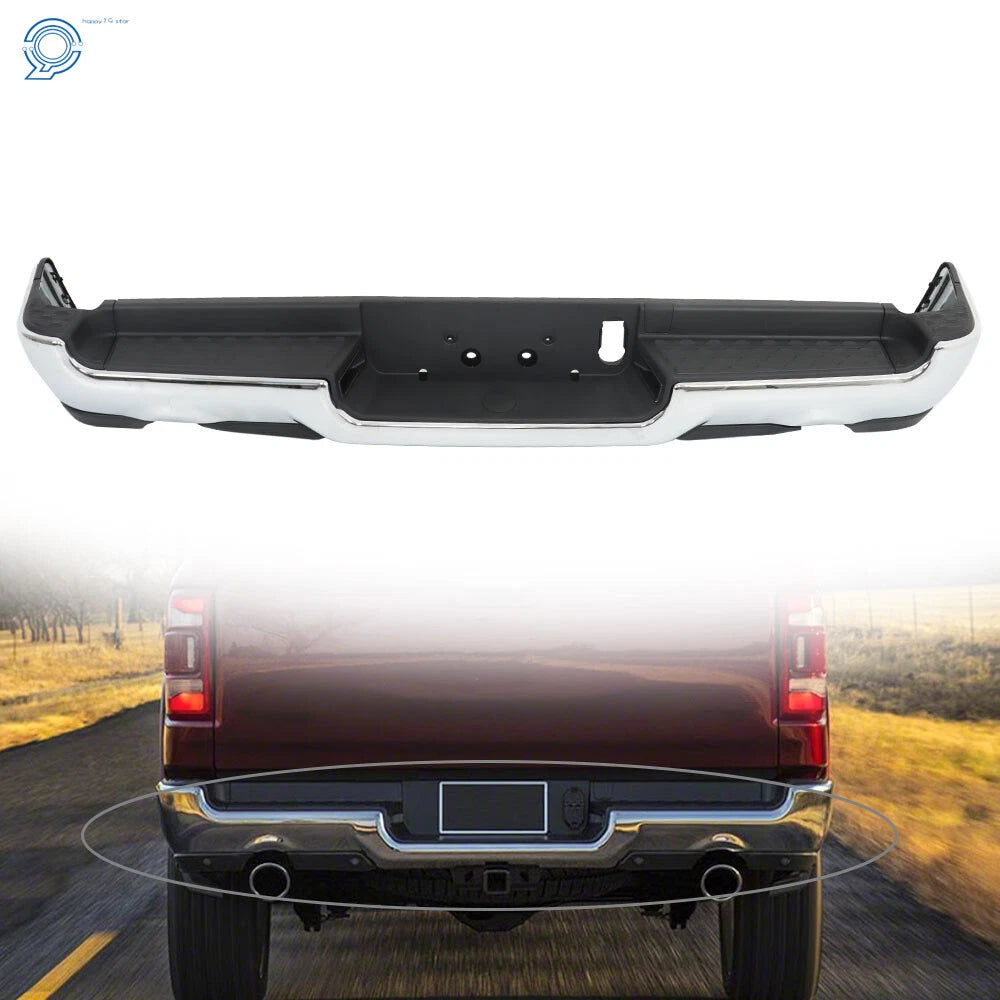 Chrome Steel Rear Bumper Assembly for RAM 1500 (2019–2022)
