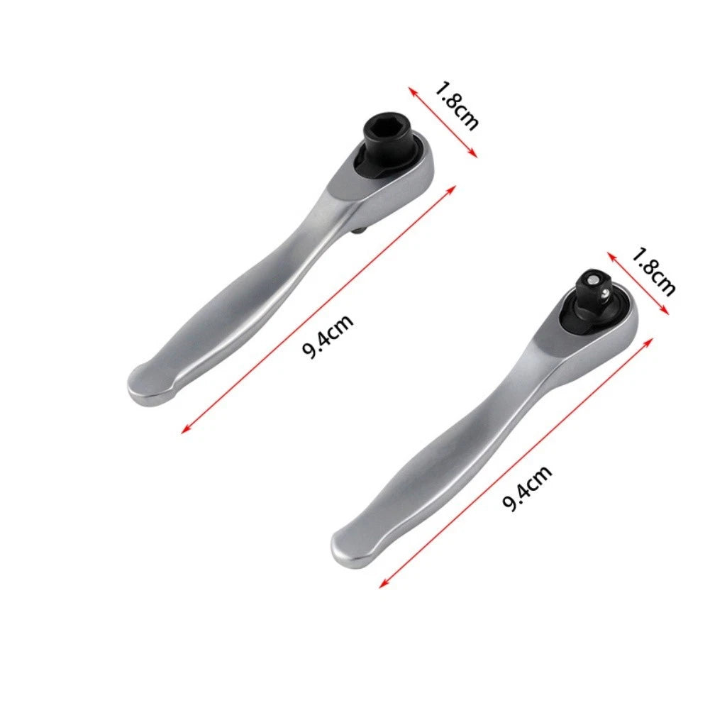 Set of 2 Ratchet Socket Wrenches with Hex Bit and Quick Release