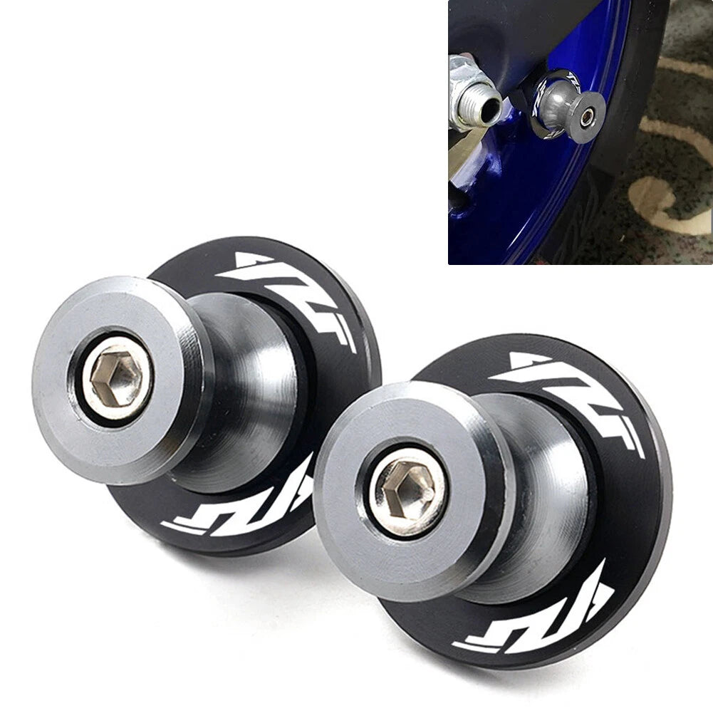 2X CNC Swingarm Spools Slider Stand Screws M6 for Yamaha YZF R1 R3 R6 (2015–2023)