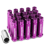 20x Open End M12x1.5 90mm Tall Purple Aluminum Lug Nuts + Adapter