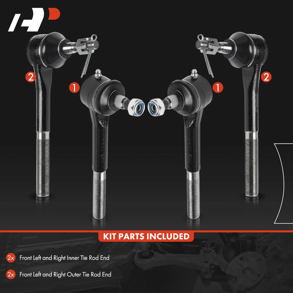 Set of 4 Front Inner & Outer Tie Rod Ends for Chevrolet Astro (1995–2005)
