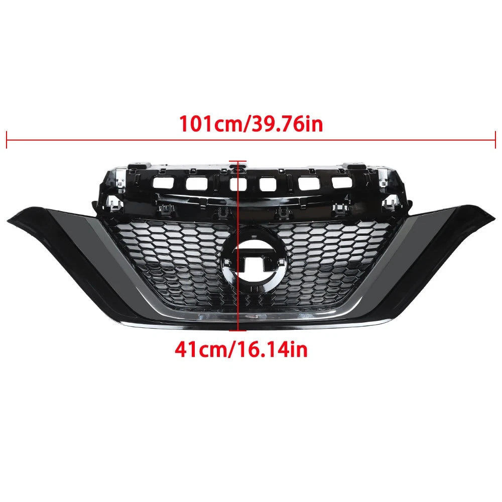 Front Bumper Upper Grille for Nissan Versa Note (2017–2019) Black Plastic
