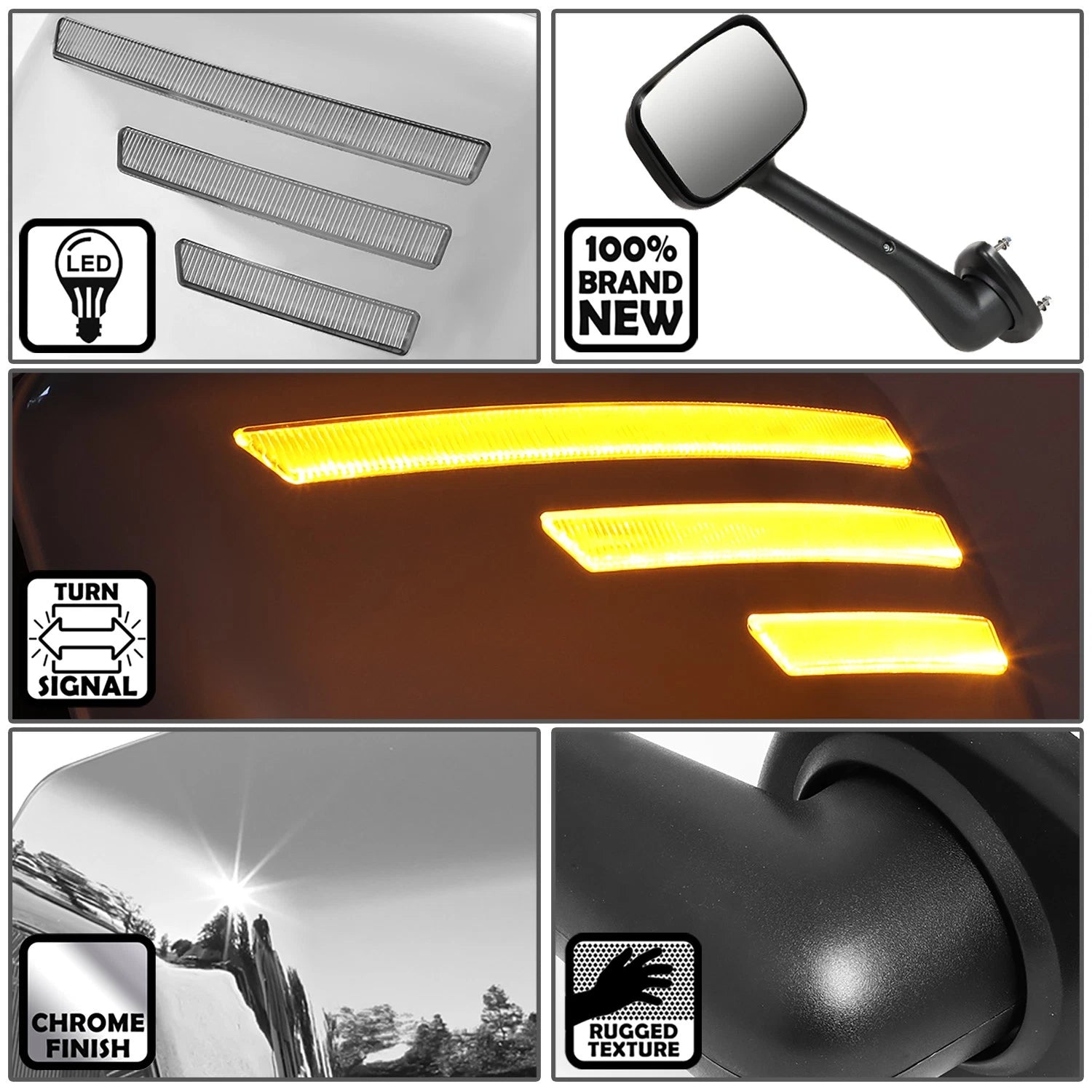 LED Sequential Turn Signal Hood Mirrors for Freightliner Cascadia (2008–2017)