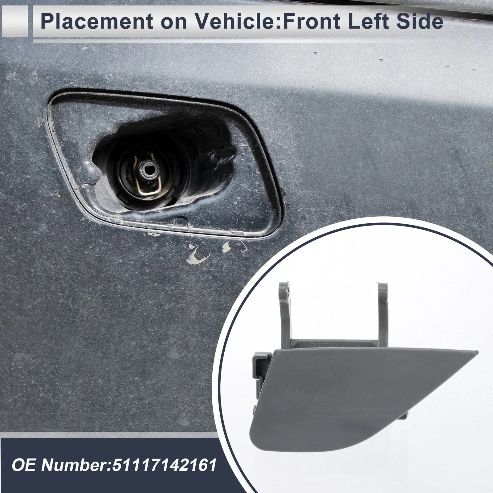 Front Left Side Bumper Headlight Washer Nozzle Cover for BMW 750i Unpainted