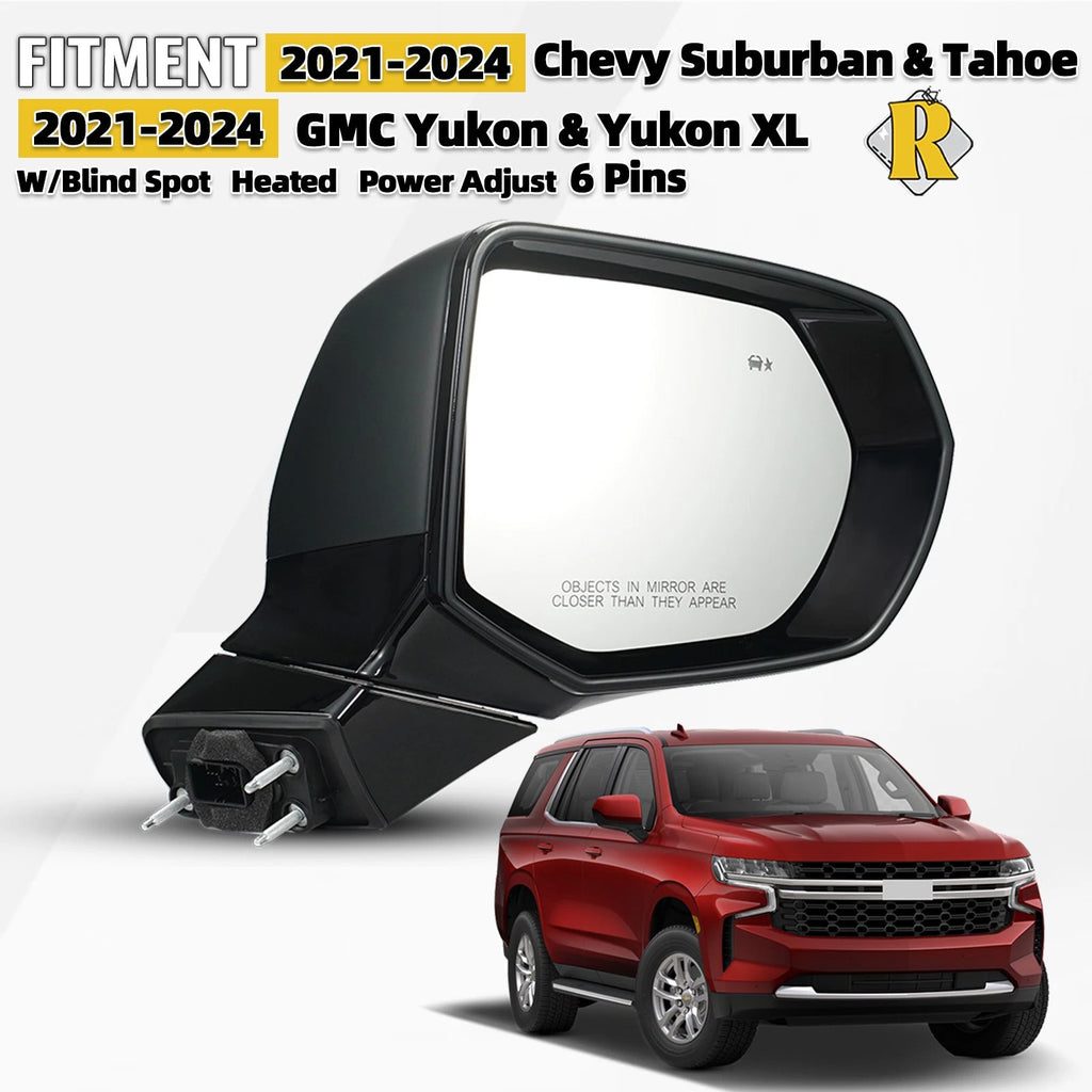 Side Mirror for Chevy Suburban Tahoe GMC Yukon (2021–2024) 6Pin Blind Spot