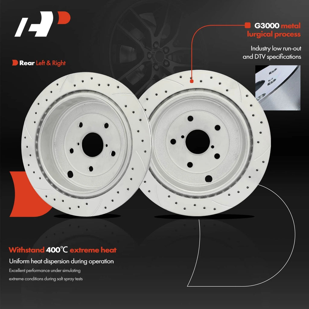 Rear Drilled Brake Rotor & Ceramic Pad for Subaru Tribeca (2006–2014)