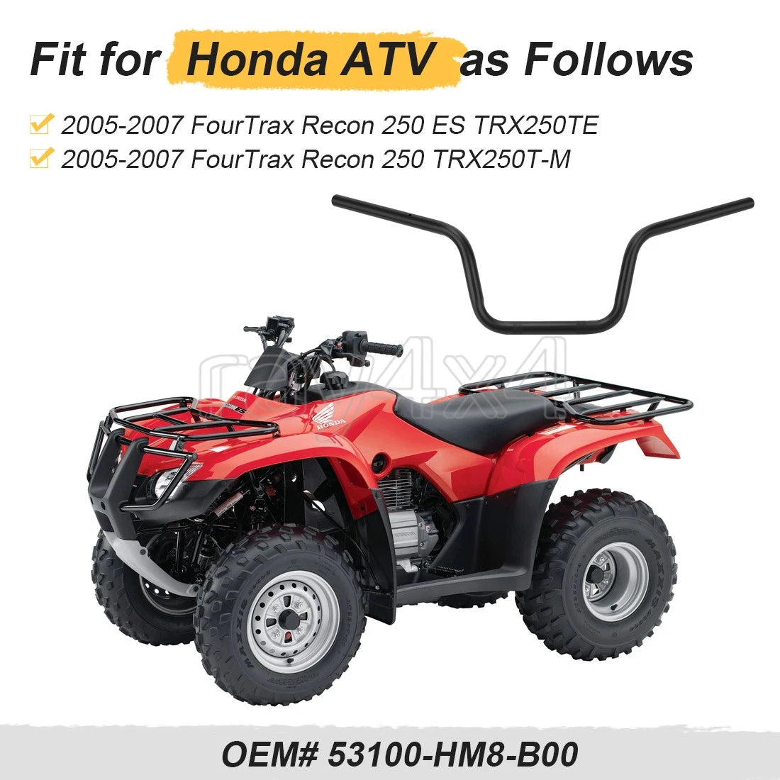 Handlebar 53100-HM8-B00 for Honda FourTrax Recon 250 TRX250TM (2005–2007)
