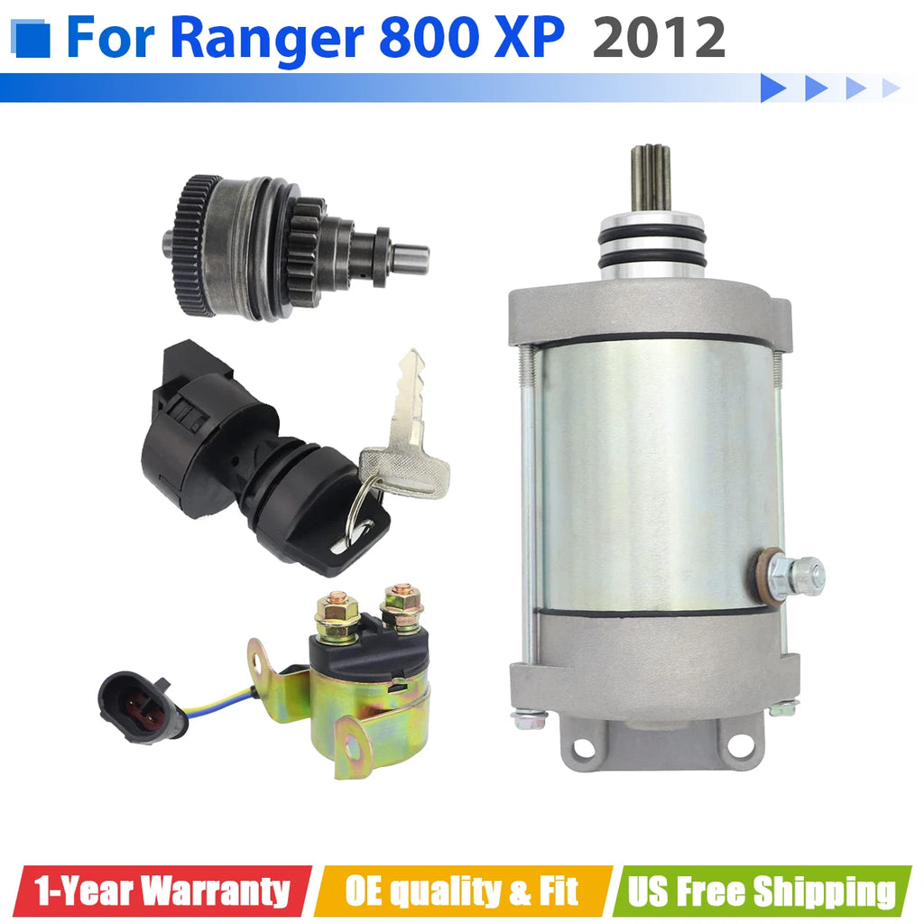 Starter for Polaris Ranger 800 XP (2012) W/Bendix, Relay, Ignition Switch