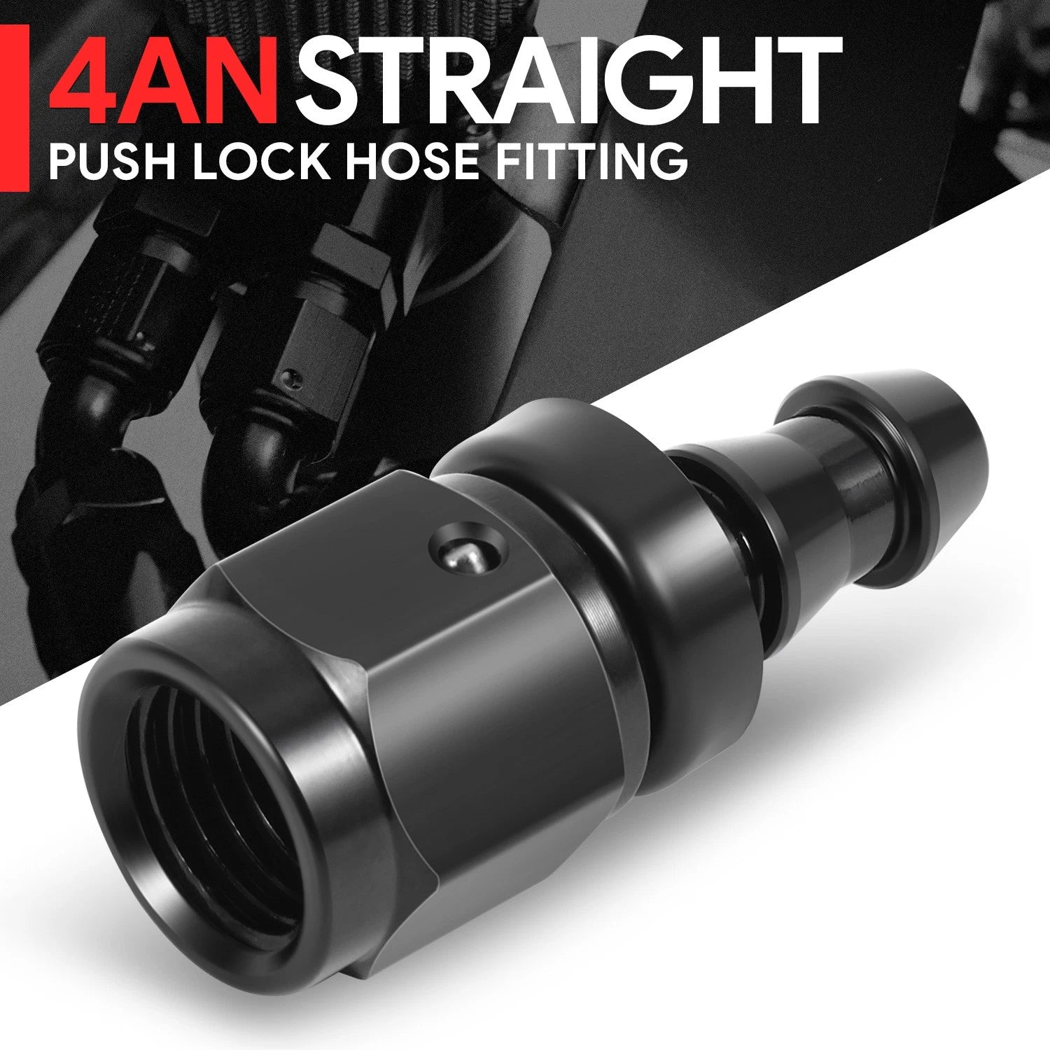 4AN to 1/4" Barb T6061 Straight Push Lock Hose End Fittings (Universal)