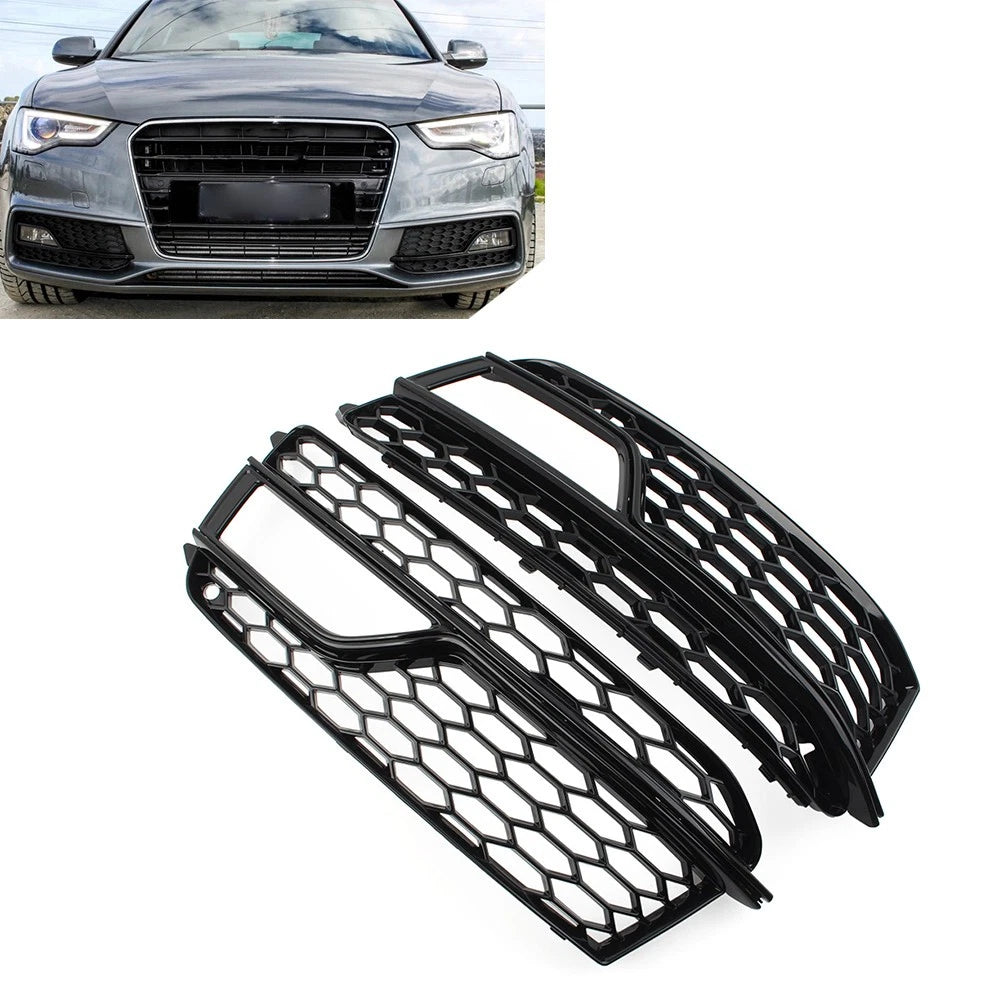 2X Front Bumper Honeycomb Mesh Fog Light Grille Cover for Audi A5 S5