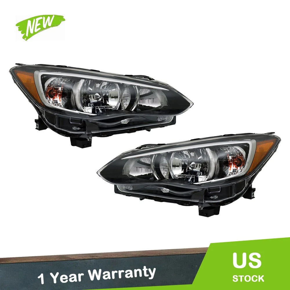 Set of 2 Headlight Assemblies for Subaru Impreza/Crosstrek (2017–2018) Chrome