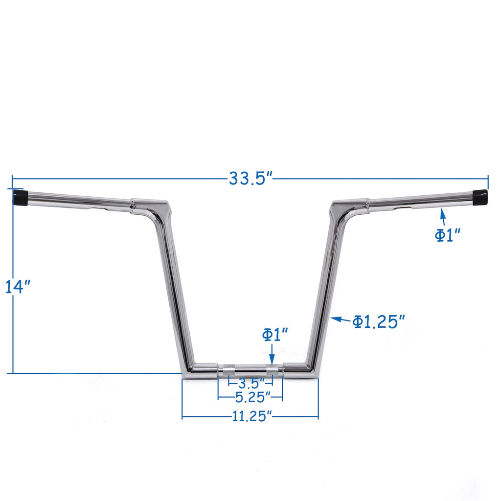 Chrome 14" Rise Ape Hanger Handlebars for Harley Softail (2018–2023) & Road King (1995–2023)