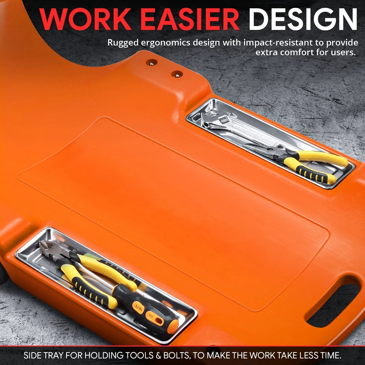 40" Low Profile Automotive Creeper with LED Light - Orange