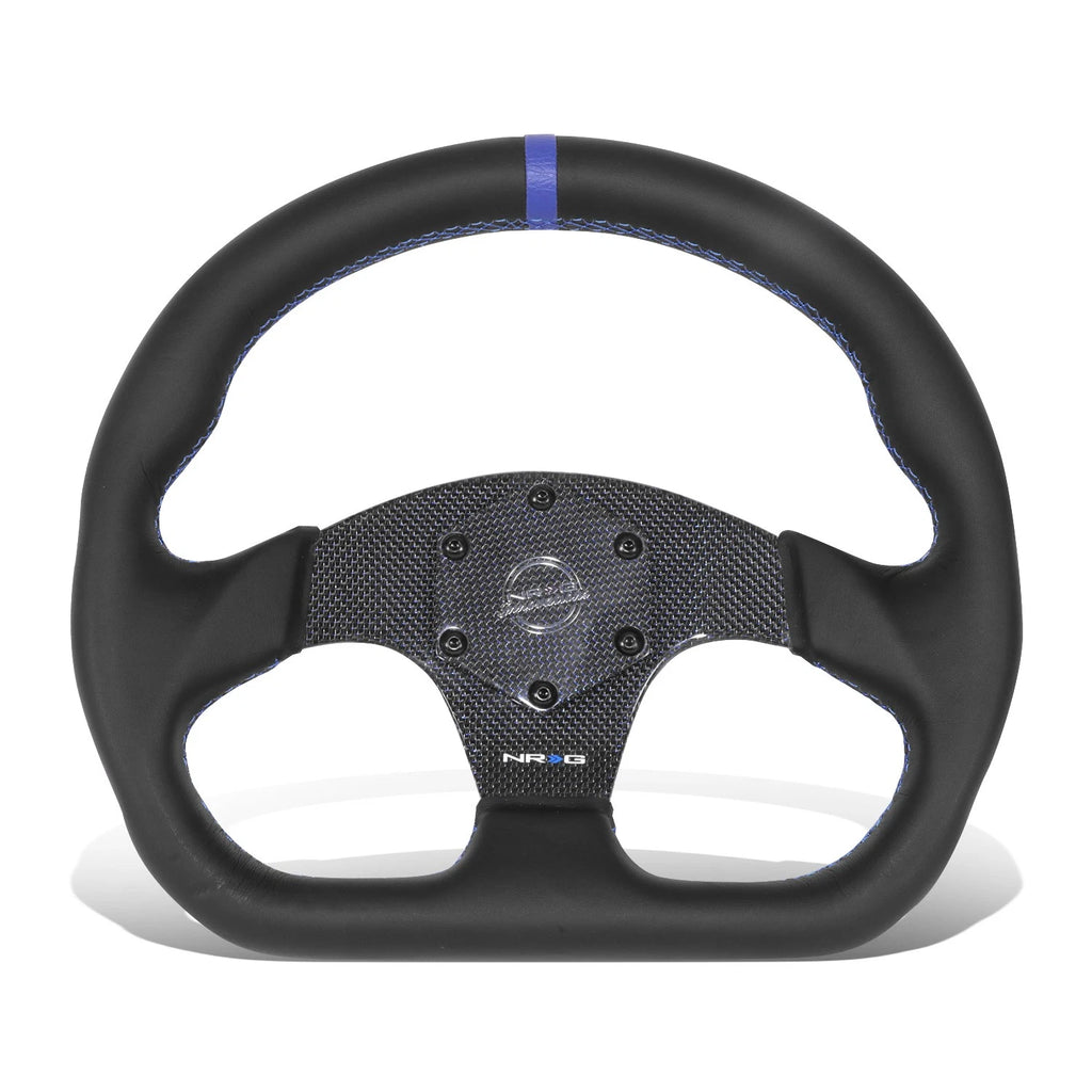320mm Flat Dish Steering Wheel for NRG 3-Spoke (Suede, Blue Stripe)