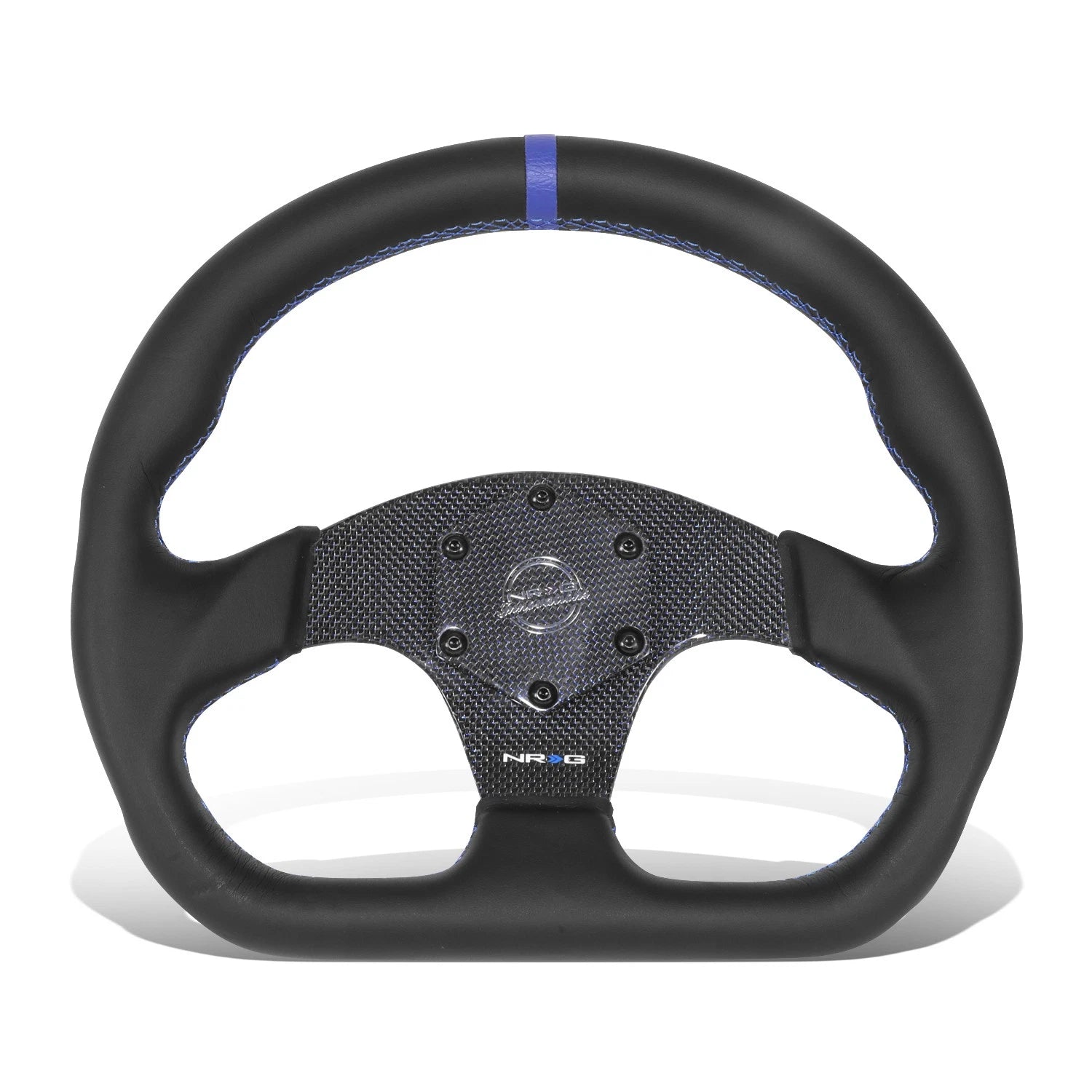 320mm Flat Dish Steering Wheel for NRG 3-Spoke (Suede, Blue Stripe)