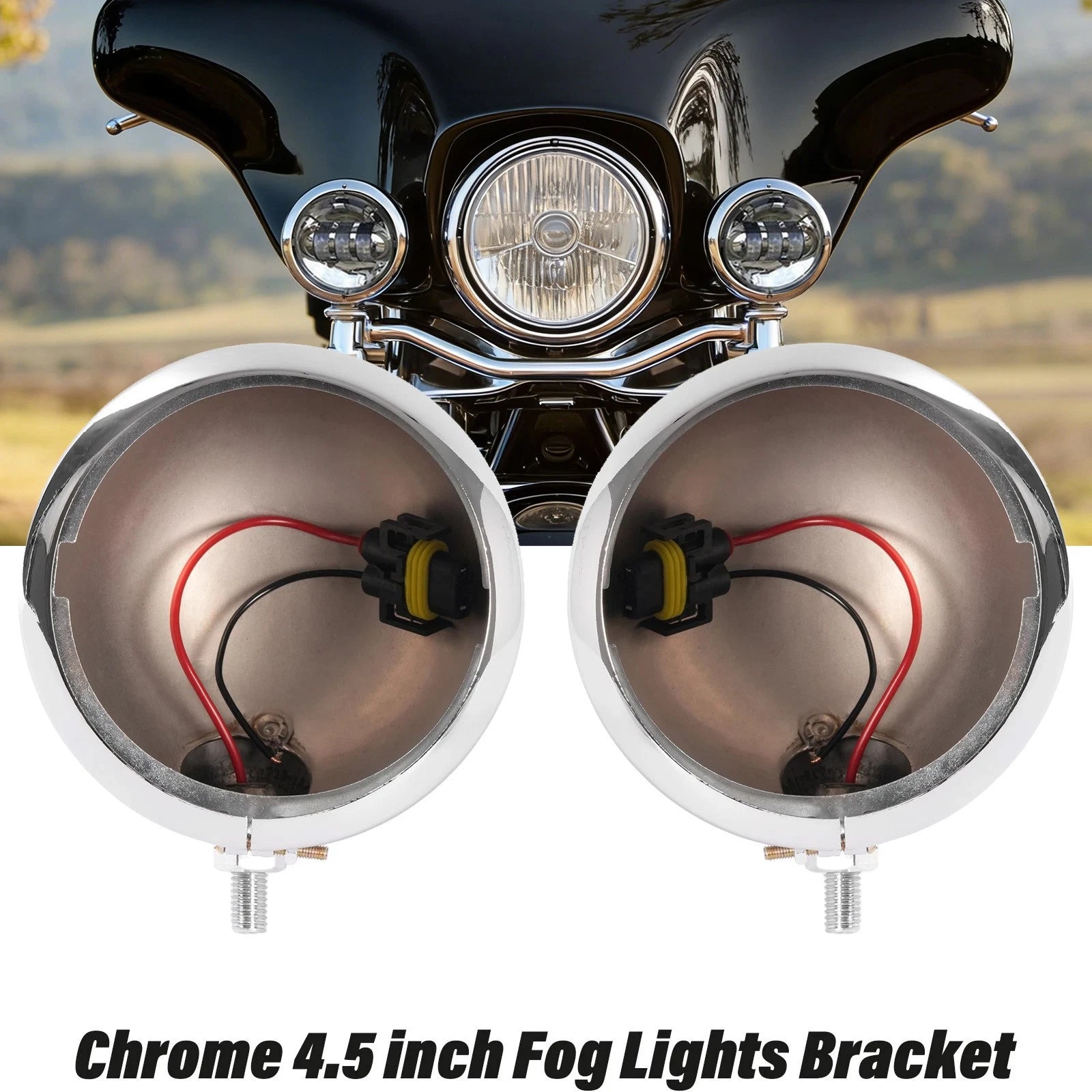 Set of 2 LED Fog Lights for Harley (2010–2023) - Chrome Housing