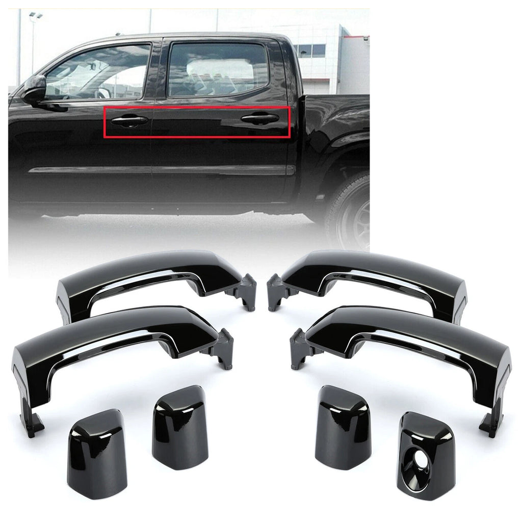 Set of 4 Glossy Black Painted Door Handles for Toyota Tundra Sequoia (2011–2019)