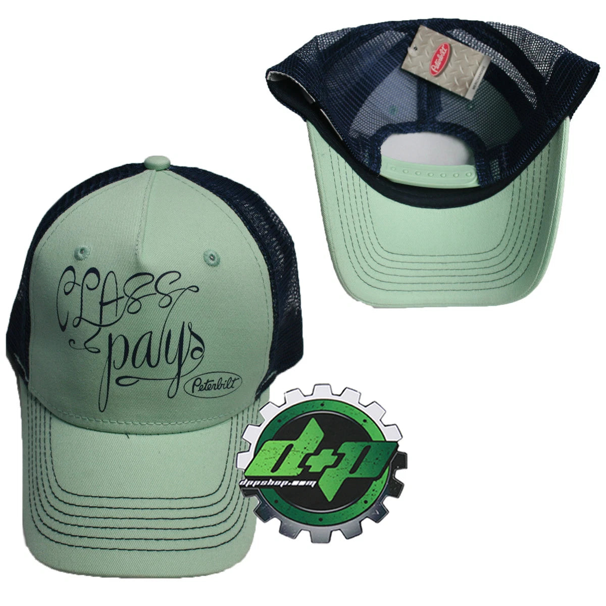 Peterbilt Baseball Cap Hat with Navy Mesh (Mint)