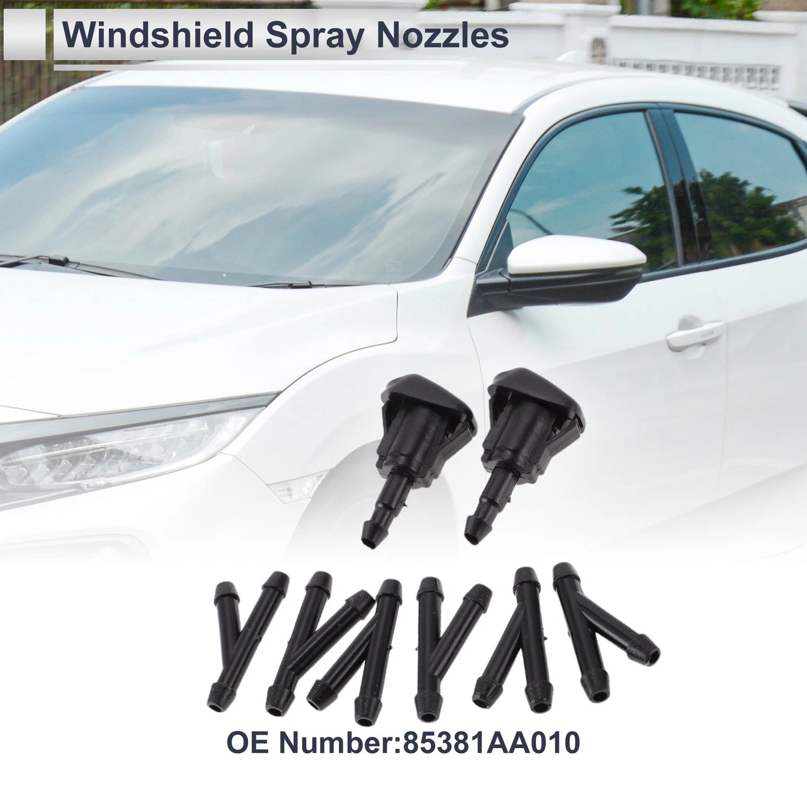 Washer Nozzle Set of 6 w/ Hose Connector for Toyota (No. 85381AA010)