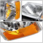 Chrome Housing Amber Signal Headlight for Ford F150 F250 F350 (1987–1991)