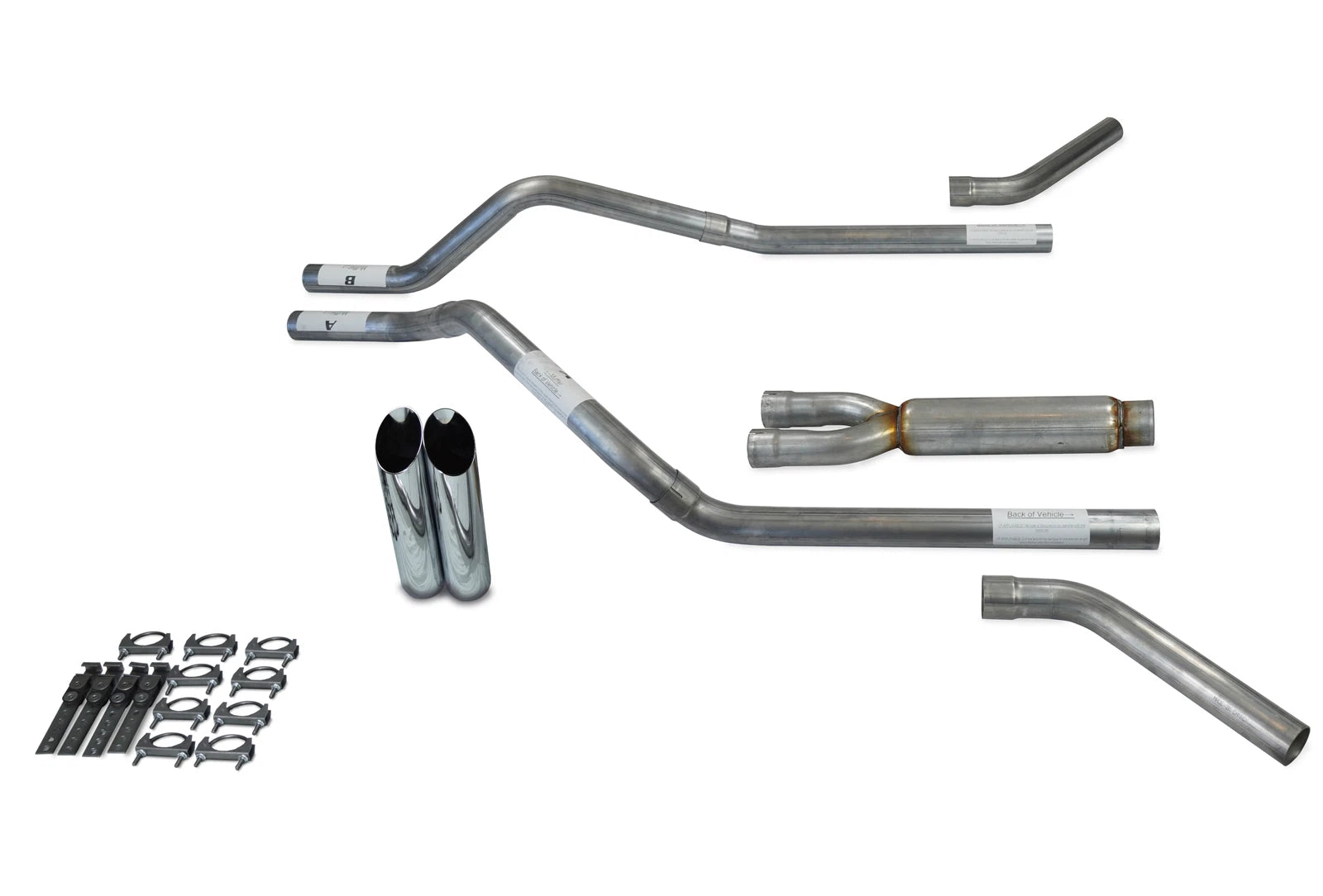 Dual Exhaust Kit for Chevy Blazer (1995–1999) - Glasspack, Corner Exit