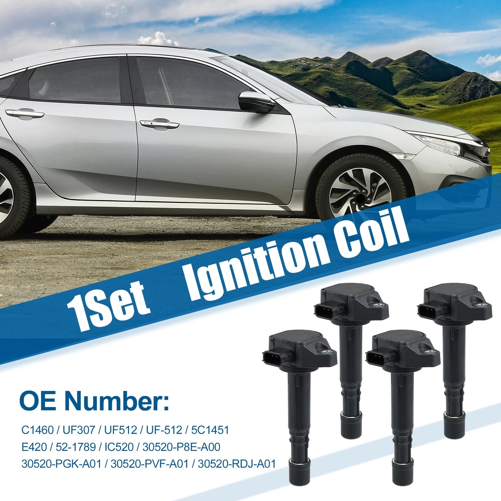 Set of 1 Ignition Coil for Honda Civic Acura EL 1.7L L4 C1460 12582000 (2001–2005)